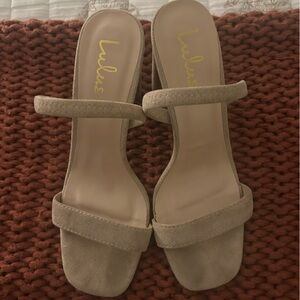 Lulus Tan Suede Heeled Sandals